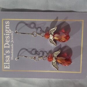 447- Women's Angels Beads Dangle Earrings Handmade NWT